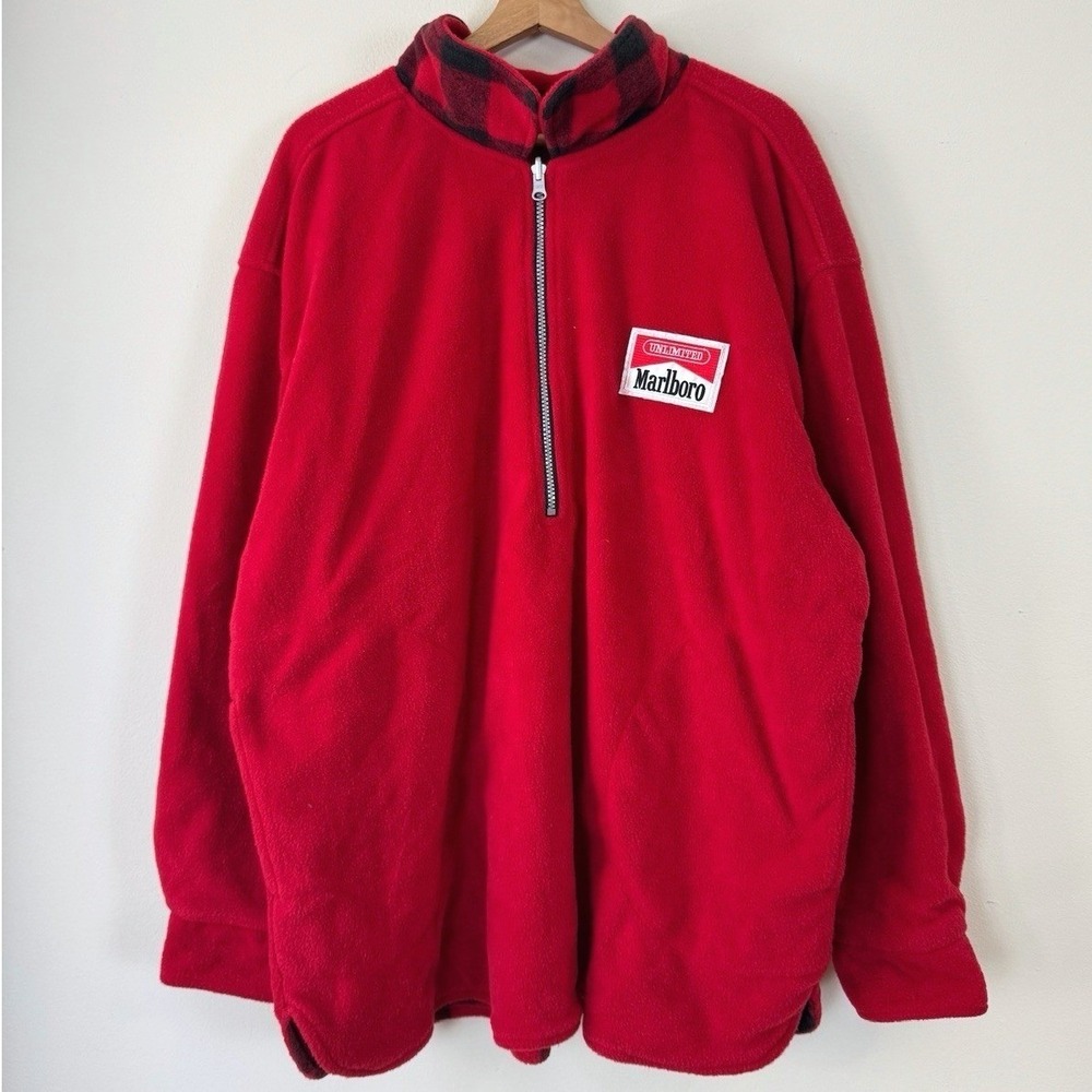 Vintage 90's Marlboro Cigarettes Reversible Embroidered Red Sweatshirt - XL/XXL